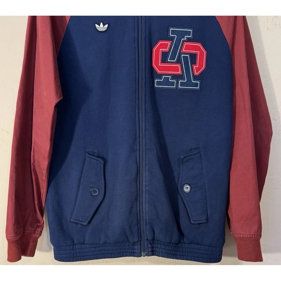 Adidas Jacket Men Medium M Blue Red Varsity Collegiate Prep Originals Preppy - Picture 4 of 12